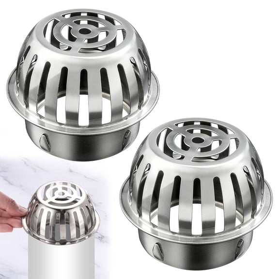 2pcs Stainless Steel Drain Strainer, EEEkit Dome Floor Drain Cover Drain Protector for Roof, Yard, Bathroom & Outdoor Drains