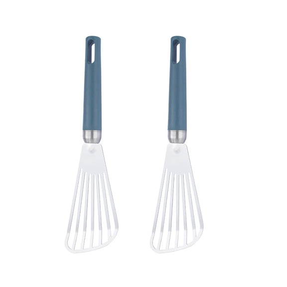 2pcs Stainless Steel Fish Shovels Fish Frying Spatulas Kitchen Gadgets (Blue)