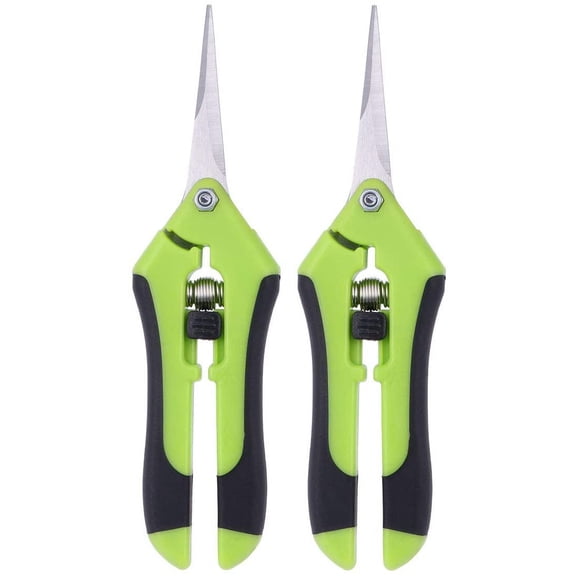 2pcs Stainless Steel Garden Scissors for Plants, Professional Hand Trimmer for Garden and Lawn, Gardening Scissors (Green)