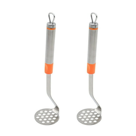 2pcs Stainless Steel Garlic Potato Meatball Kitchen Gadget Multi-Functional Manual Masher Orange