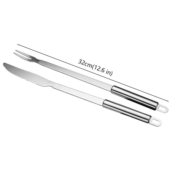 2pcs Stainless Steel Grilling Fork and Knife Barbecue Utensils Set