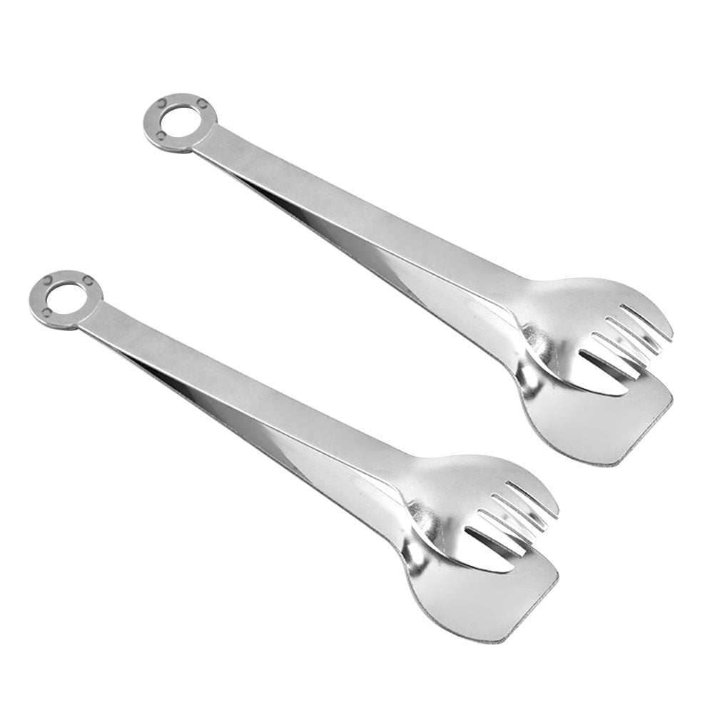 2pcs Stainless Steel Ice Tong Mini Cube Sugar Tongs Kitchen Food