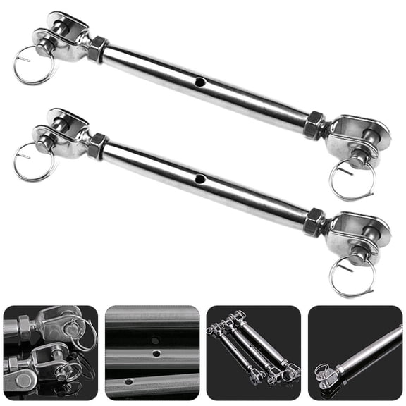 FOLOYORI 2Pcs Stainless Steel Closed Body Turnbuckle Jaw and Jaw Rigging Screw Tensioner Plated Silver