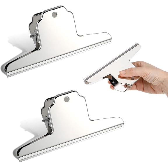 2pcs Stainless Steel Large Bull Binder Clips - Jumbo Binder Clips for Chip Bags, 6.3in Wide Metal Clip, Heavy Duty Clip for Crafts Drawing Board Letter