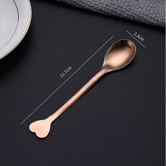 2pcs Stainless Steel Love Handle Shaped Coffee Spoon Teaspoon Children Spoon Beautiful 3 Colors Coffee Tea Use Kitchen Spoon