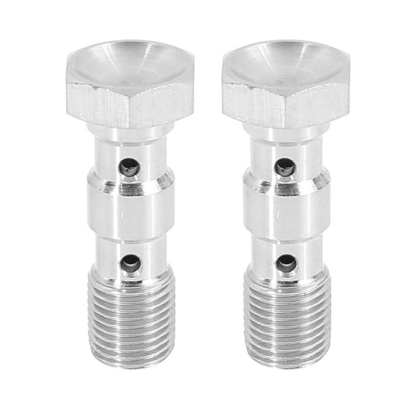 2pcs Stainless Steel M10x1.0 Metric Thread Double Banjo Bolt Brake Fitting Adapter for Motorcycle Car