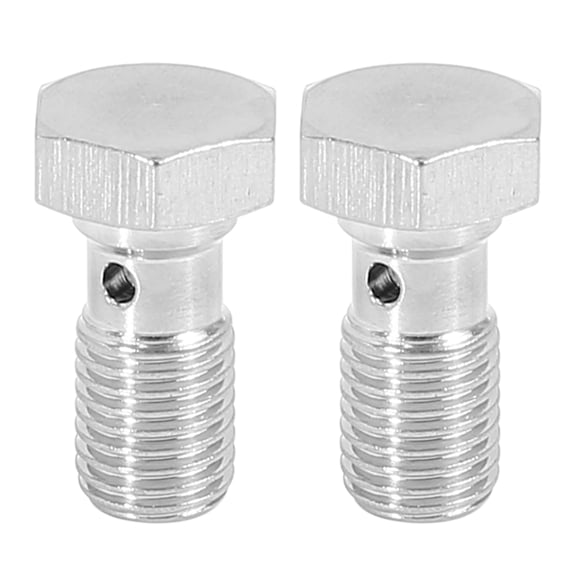 2pcs Stainless Steel M10x1.25 Metric Thread Single Banjo Bolt Brake Fitting Adapter for Motorcycle Car