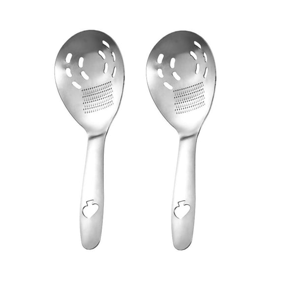 2pcs Stainless Steel Multifunction Cooking Spoon, Manual Multi Function Cooking Spoon, Stainless Steel Cooking Utensils for Grating Ginger and Garlic