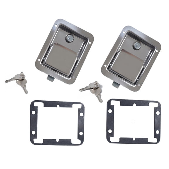2pcs - Stainless Steel Paddle Latch with Keys, For Trailer, Truck, Toolbox, Door Lock, Auto Replacement Accessories