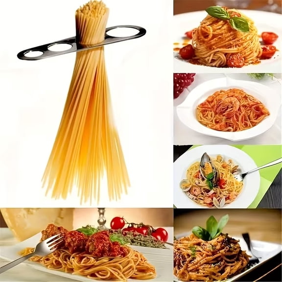 2pcs Stainless Steel Pasta Measuring Tool with 4-Hole Design - Heavy-Duty Portion Control for Spaghetti, Fettuccine, and Wide Noodles - Kitchen & Catering Supplies
