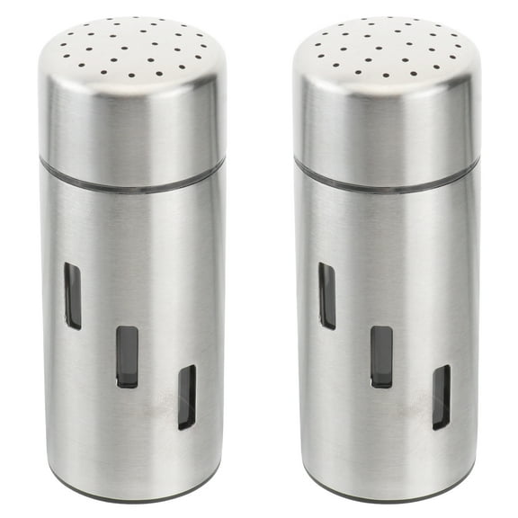 2pcs Stainless Steel Pepper Shaker Salt Pot Spice Jar Seasoning Container for Barbecue Kitchen