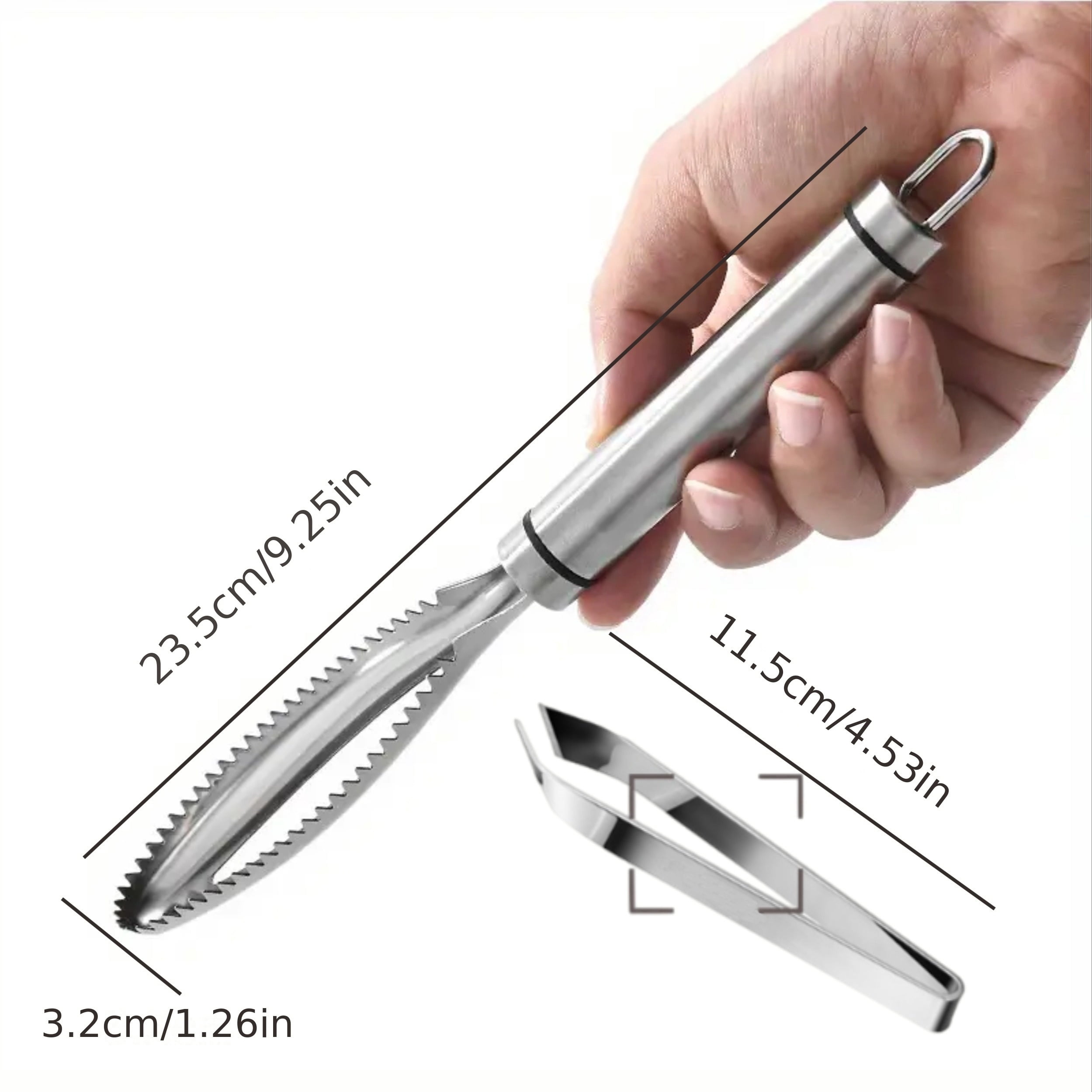 2pcs Stainless Steel Seafood Preparation Set - 1 Fish Scale Scraper and ...