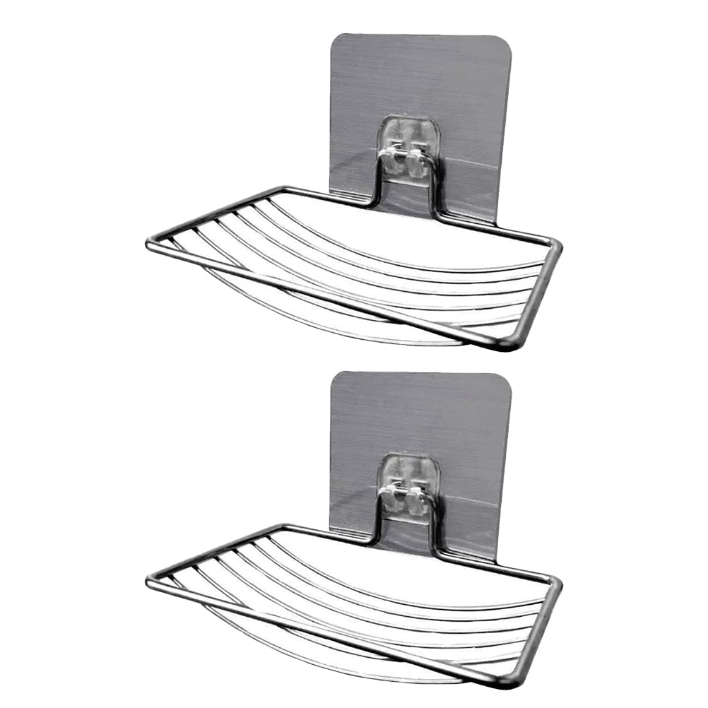 2pcs Stainless Steel Shower Soap Holders Adhesive Wallmounted Bar Soap