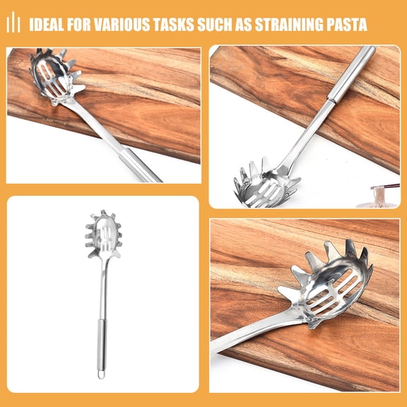 ADDHAT 2-Pack Metal Pasta Scoop Utensils with Comfortable Grip Handles for Kitchen and Home Cooking Use