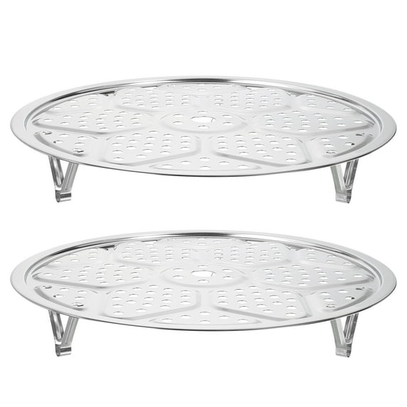 2pcs Stainless Steel Steamer Rack with Stand, 11.8 Inches Insert Stock Pot Tray Stand Cookware, Silver Tone