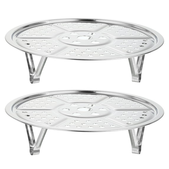 2pcs Stainless Steel Steamer Rack with Stand, 7.9 Inches Insert Stock Pot Tray Stand Cookware, Silver Tone