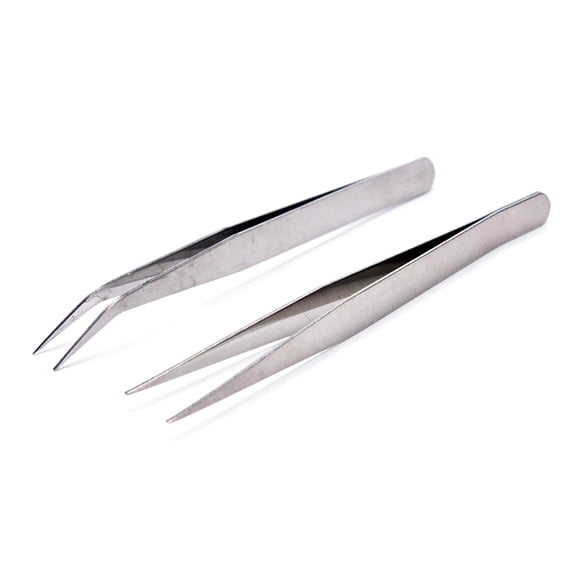 2pcs Stainless Steel Straight Elbow Tweezers Patchwork Hook Pick-up Makeup Tools (10pcs)