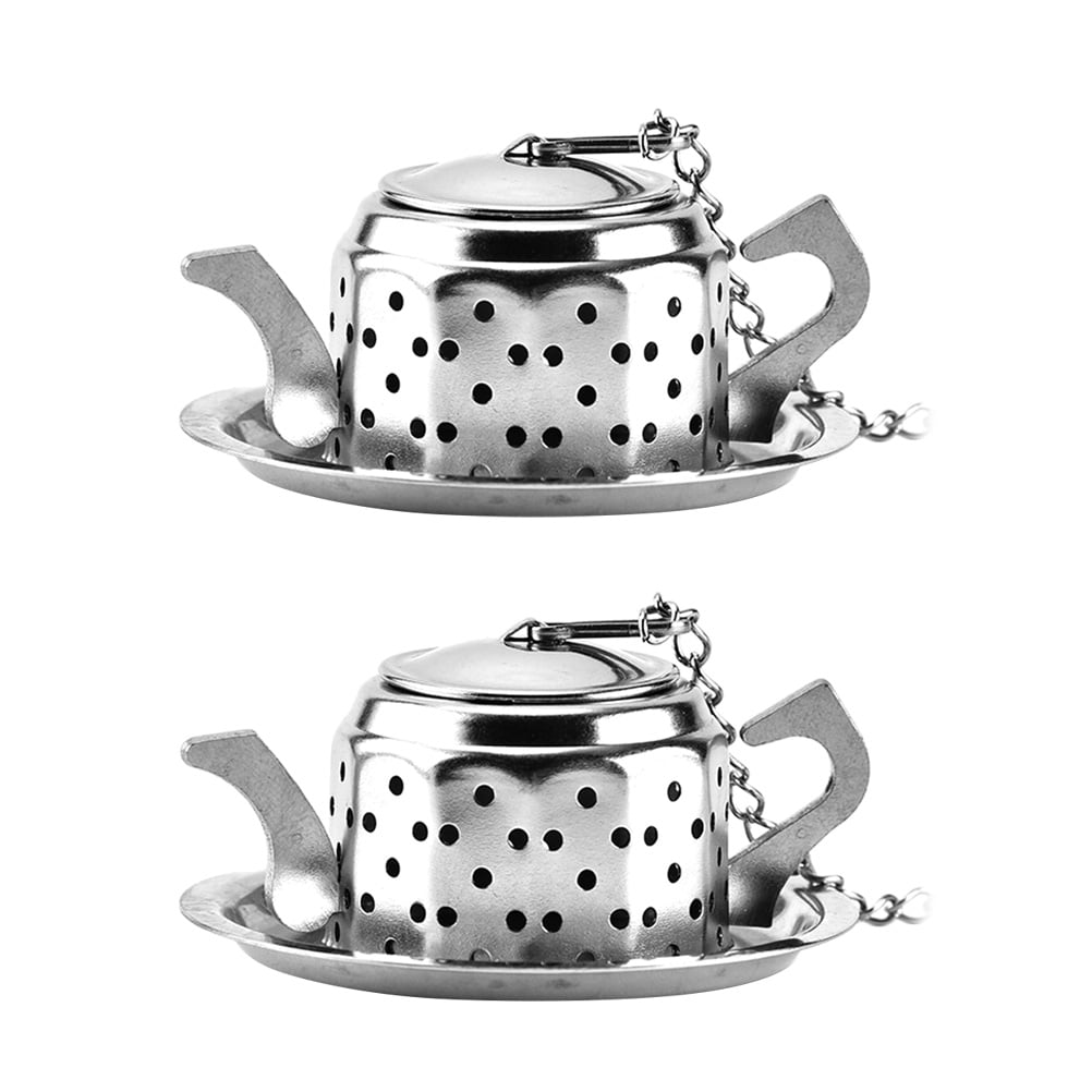 2pcs Stainless Steel Tea Strainer Creative Teapot Shape Tea Infusers