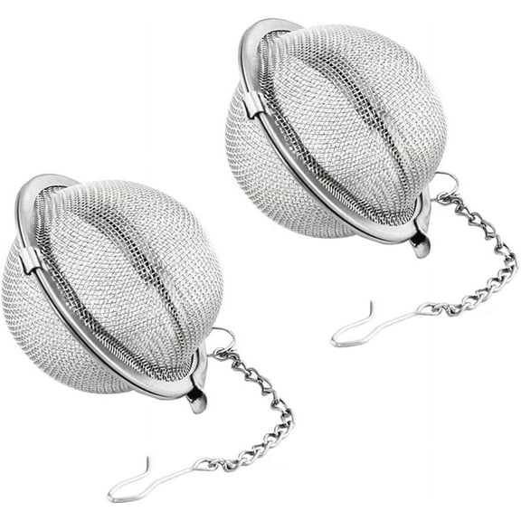 2pcs Stainless Steel Tea Strainer Infuser Ball Mesh Tea Filter with Extended Chain Hook for Loose Tea Leaves (2 Inch)
