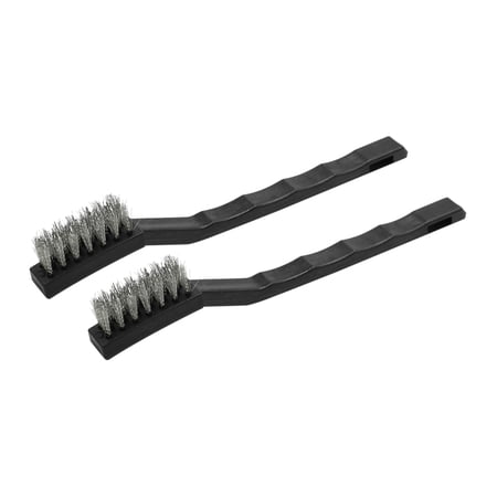 Unique Bargains 2pcs Stainless Steel Wire Brush Curved Bristle Handle for Car Rust Cleaning