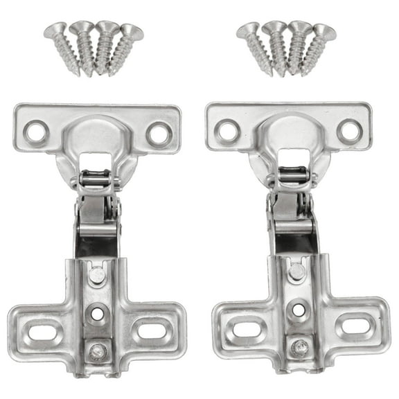 2pcs Standard Cabinet Hinge,Fit for Frameless Cabinet,European Inset,Soft closing,Four-hole mounting plate hinges,Nickel Plated Finish