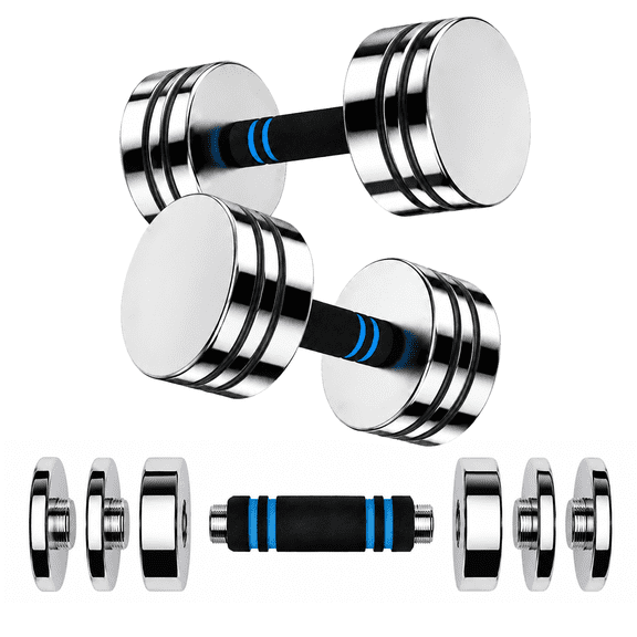 ARVIVO 2pcs Steel Ultracompact Adjustable Weight Dumbbells with Foam Handle 5lbs Silver Home Gym Workout