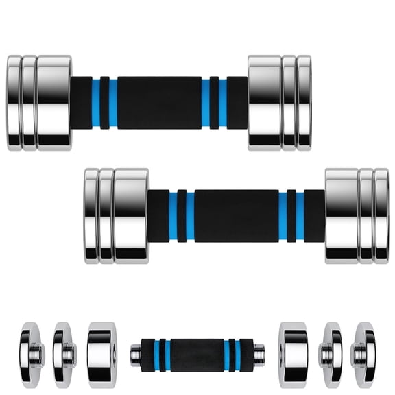 ARVIVO 2pcs Steel Ultracompact Adjustable Weight Dumbbells with Foam Handle 5lbs Silver Home Gym Workout