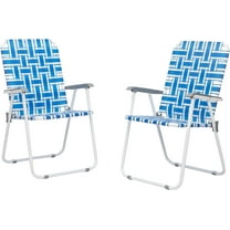 2pcs Steel Tube PP Webbing Bearing 120kg Folding Beach Chair Blue& White Strip