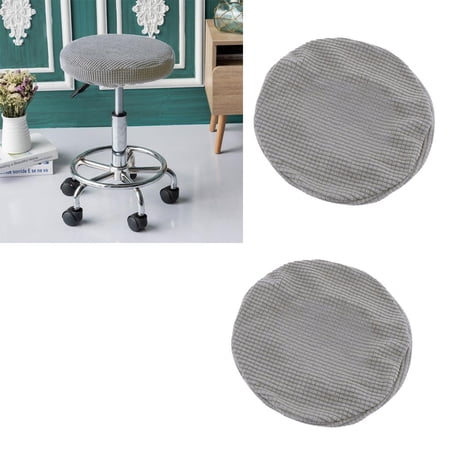 2pcs Stool Covers Stretch Jacquard Round Chair Seat Cover Grey