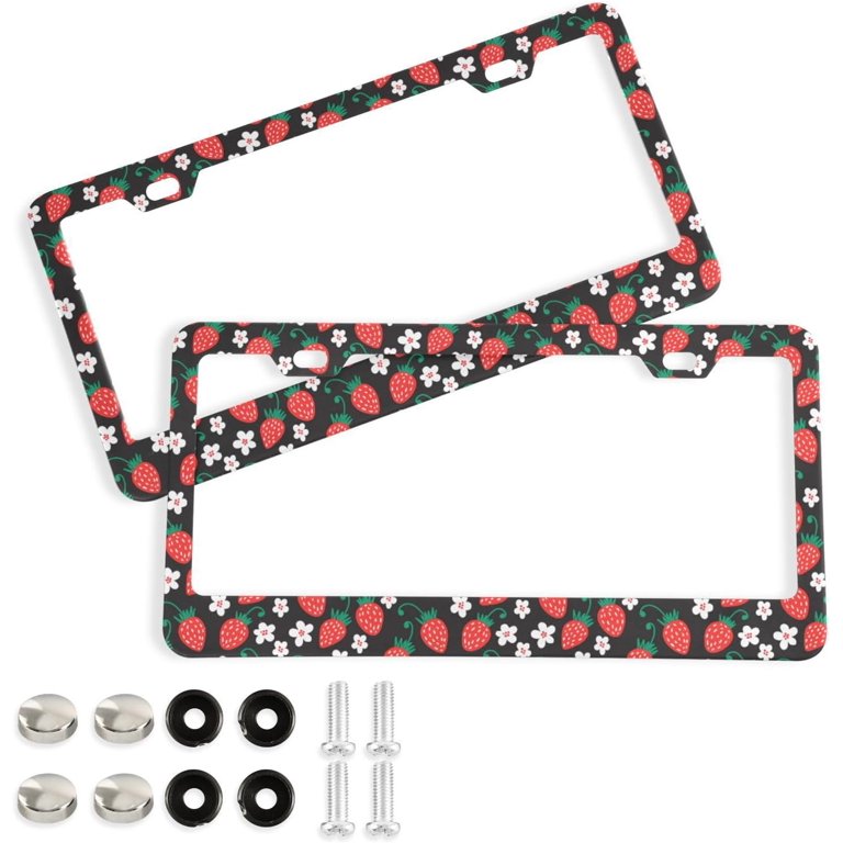 Vintage Cherry Blossom License Plate Frames Universal Aluminum Tag Holder Cover With 2 Holes Screws For Front Rear Car Plate Decor 12x6 Inch For Women Men
