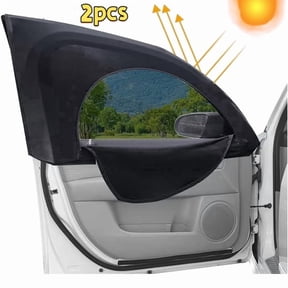 2 Pcs Universal Car Front Side Window Shade, Double Mesh UV Heat & Insect Block Privacy Sunshade with Zipper, Secure Velcro for Driving Use, Fit Car Truck SUV