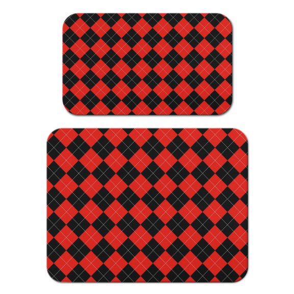 2pcs Striped and Checkered Fusion Coffee Bar Mats 4-Layer Construction, Heat and Water Resistant Surface Protector