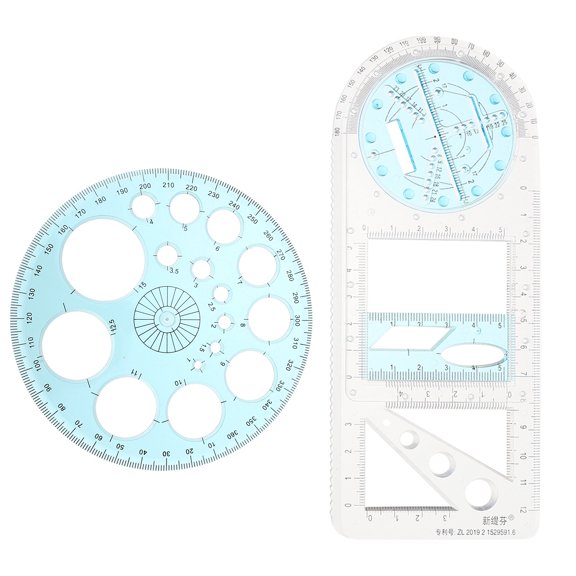 2pcs Students Drawing Scales Geometric Drawing Template Measuring Tools