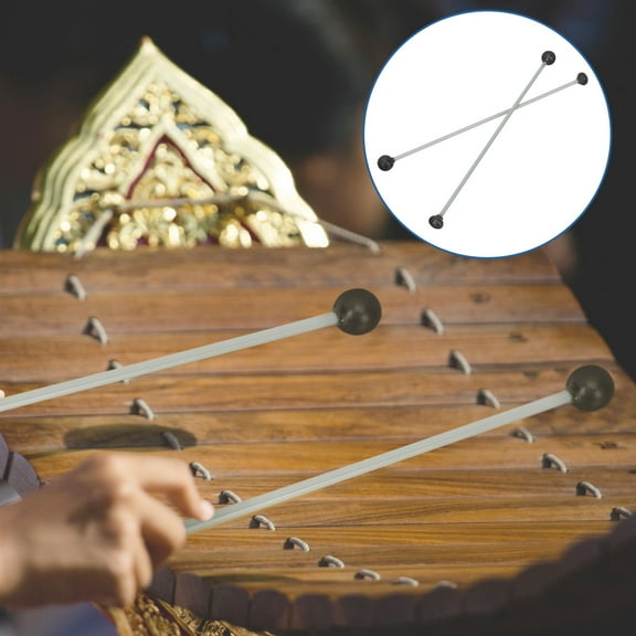 PENIKOKO 2Pcs Percussion Mallets Black Rubber Head for Marimba Chimes and Bells