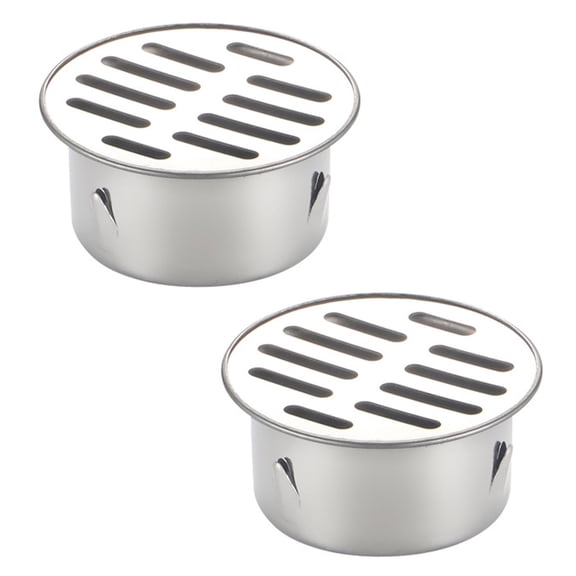 2pcs Sturdy Stainless Steel Round Floor Drain for Shower and Bathroom with Hair Catcher Brush Finish Easy Installion