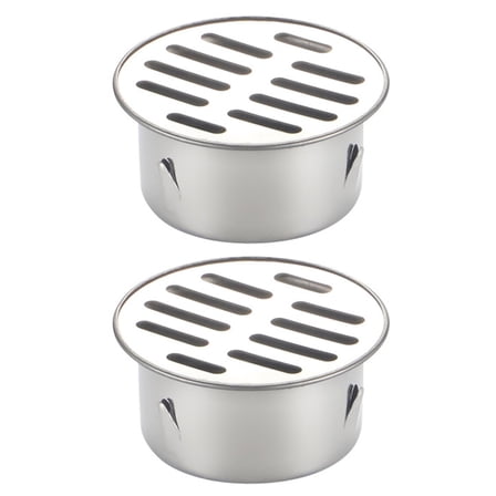 2pcs Sturdy Stainless Steel Round Floor Drain for Shower and Bathroom with Hair Catcher Brush Finish Easy Installion