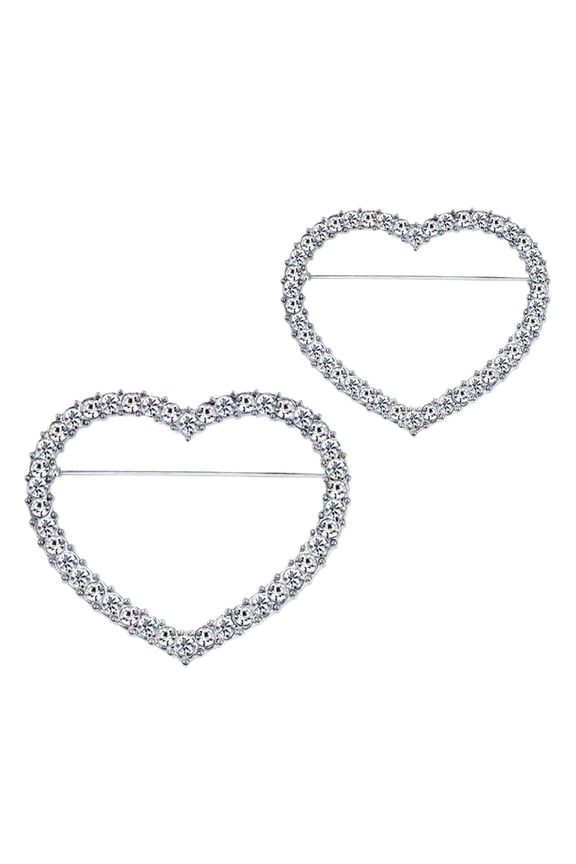 2pcs Stylish Alloy Pin with Dazzling Rhinestone Round and Heart Shaped Lapel Pin Elegant Accessory for Fashion Lovers