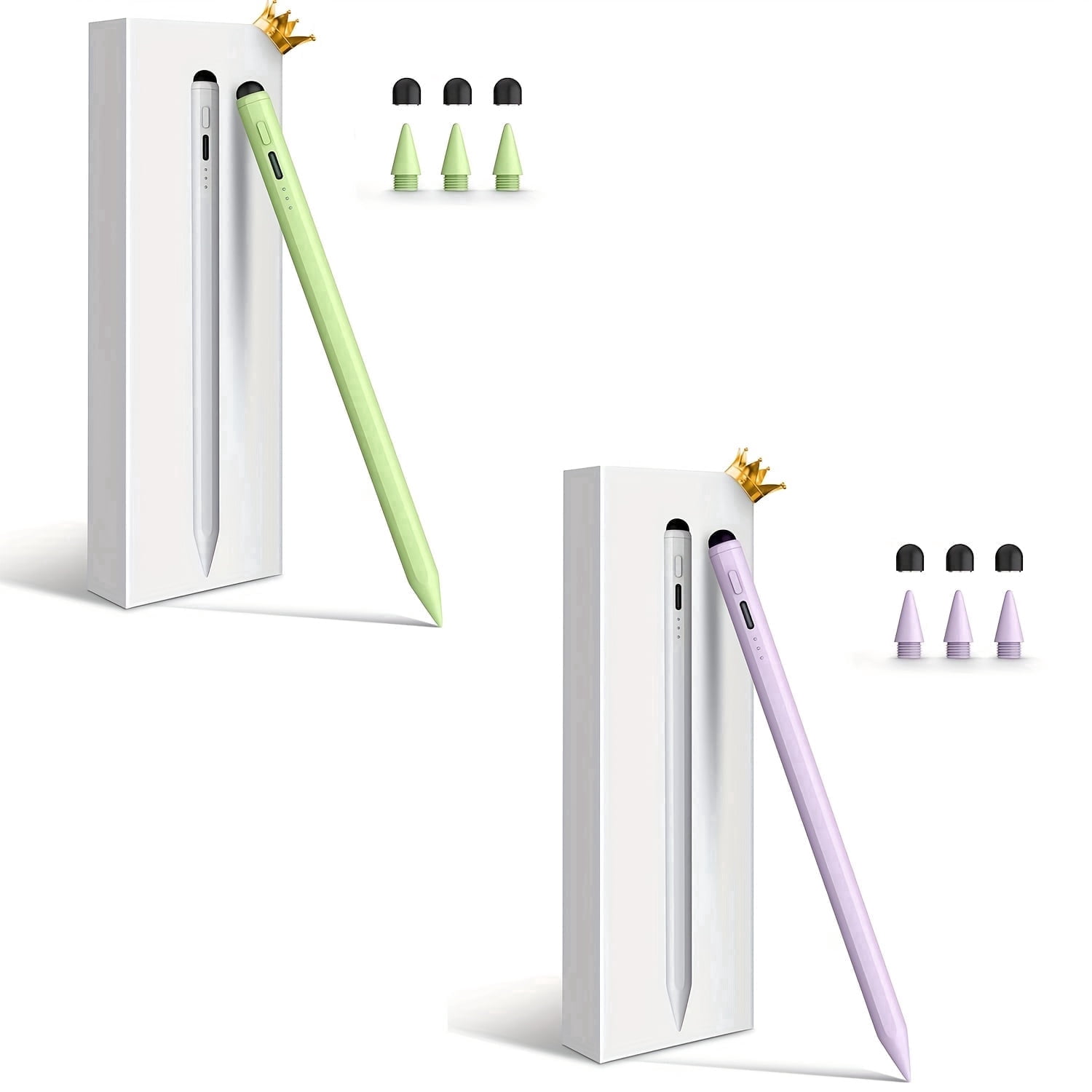 Beteliva 2 Pc Stylus Pen for Apple iPad A16 11th/10/9/8/7/6, Fast Charge Stylus Pencil for iPad-Purple+Green