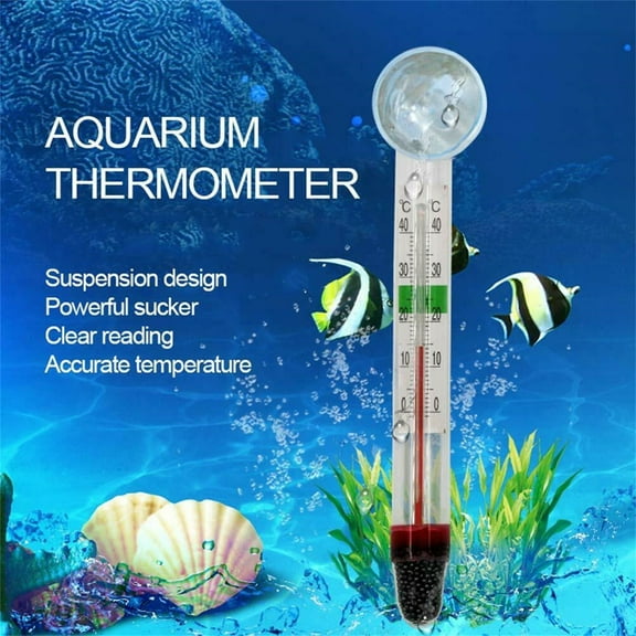 2pcs Submersible Glass Aquarium Thermometer 0-40°C Suction Cup - Accurate Temperature Gauge for Tropical Fish Tank Freshwater Saltwater Aquariums, Easy Install Fish Tank Thermometer, 100ml, White
