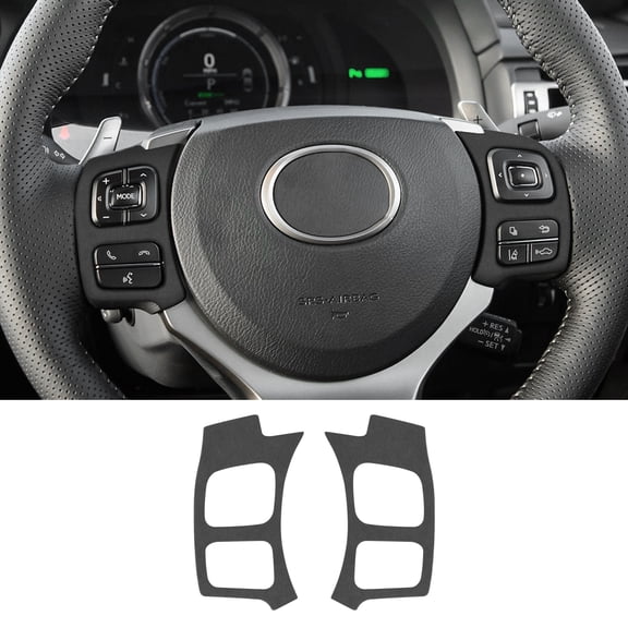 2pcs Suede Steering Wheel Button Frame Covers for 2015-2022 Lexus RC Car Interior Accessories, Black