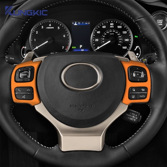 2pcs Suede Steering Wheel Button Frame Covers for 2015-2022 Lexus RC Car Interior Accessories, Orange