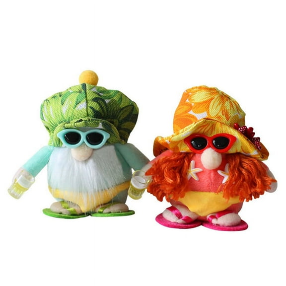 2pcs Summer Beach Gnome Scandinavian Tomte Nisse Elf Home Farmhouse Kitchen Decor Tiered Tray Decorations