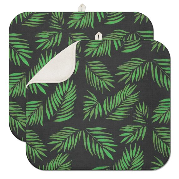 2pcs Summer Beach Resort Kitchen Mat 3-Layer Thick Drying Pad Heat Resistant Microfiber with Exotic Floral Print Washable