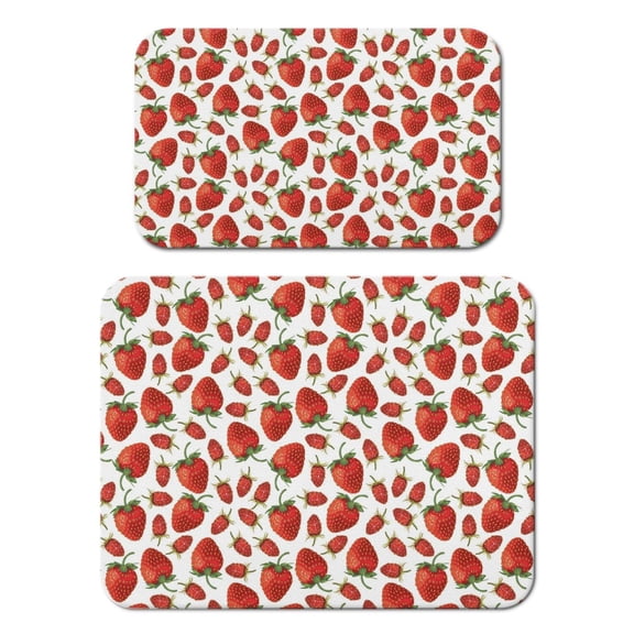 2pcs Summer Fruit Coffee Maker Mat - Sweet Strawberry Design, Ultra Absorbent 4-Layer Mats for Kitchen Countertops