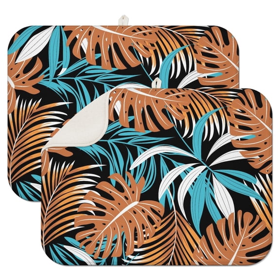 2pcs Summer Vibrant Dish Drying Mat Super Absorbent Microfiber Mat Foldable & Space-Saving Design