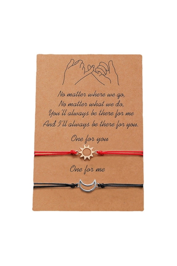 2pcs Sun And Moon Couple Bracelets Accessory Symbolizing Forever Love With Black Design For Romance Expression
