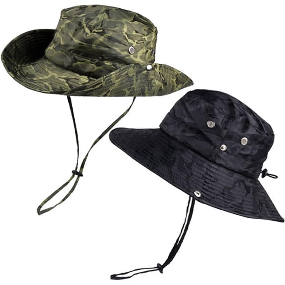 2pcs Sun Protection Fishing Hats for Men Women Waterproof Breathable Wide Brim Bucket Hat for Outdoor Camping Hiking