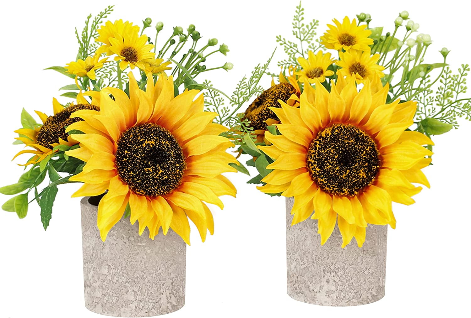 2pcs Sunflower Decor Yellow Fake Sunflower in Pots, Artificial ...