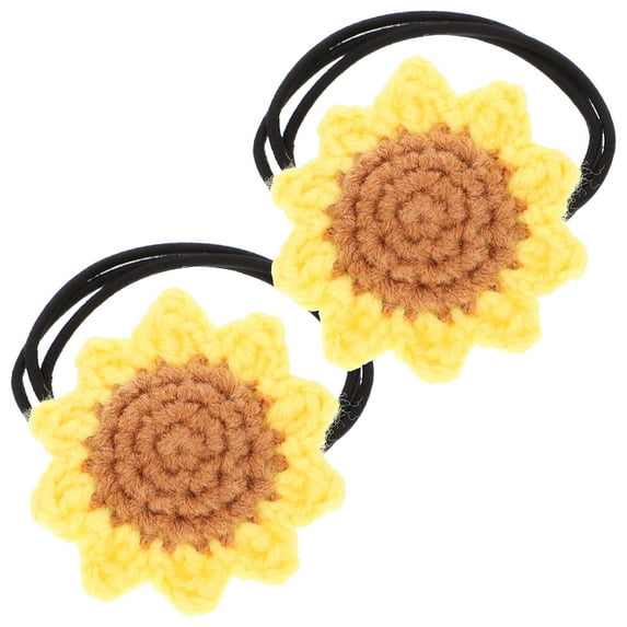 2pcs Sunflower Scrunchies Flower Hair Ties Elastics Hair Bands Ponytail Holder Hair Accessories