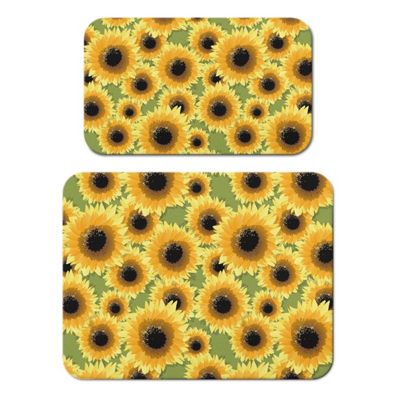 2pcs Sunflower and Truck Coffee Maker Mat, Boho Absorbent Drying Mat, Non-Slip Kitchen Counter Mat, Rustic Farmhouse Aesthetic